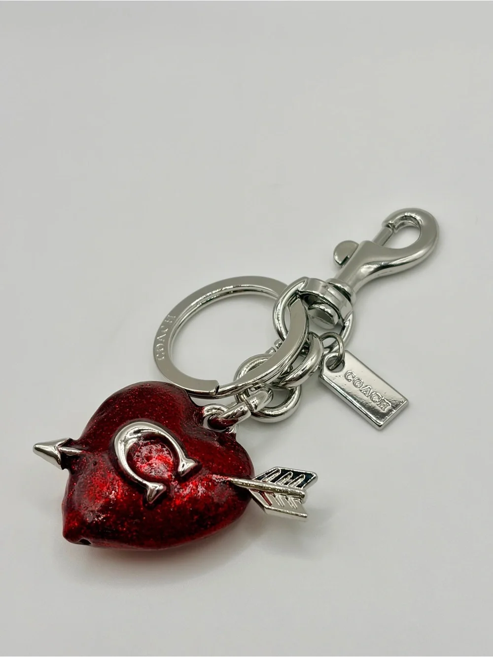 Trendy Red Heart Arrow Keychain Charm